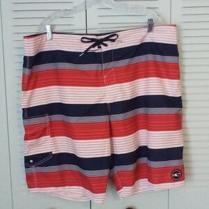 O'NEILL 42" W x 21" OUTSEAM RWB ULTRASUEDE SWIM BOARDSHORTS TIE  & 11" INSEAM